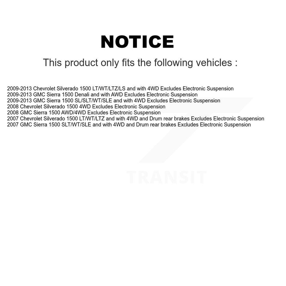 Front Disc Rotor Brake Pad Bearing Arm Suspension Kit (15Pc) For GMC Sierra 1500 Chevrolet KM-100062
