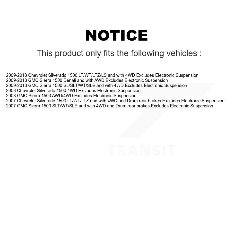 Front Disc Rotor Brake Pad Bearing Arm Suspension Kit (15Pc) For GMC Sierra 1500 Chevrolet KM-100165