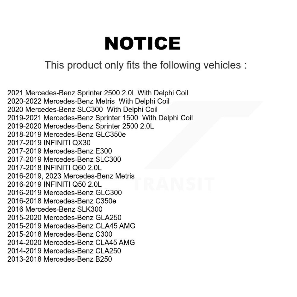 Ignition Coil (4 Pack) For Mercedes-Benz C300 GLC300 GLA250 CLA250 B250 INFINITI Sprinter KMP-100408