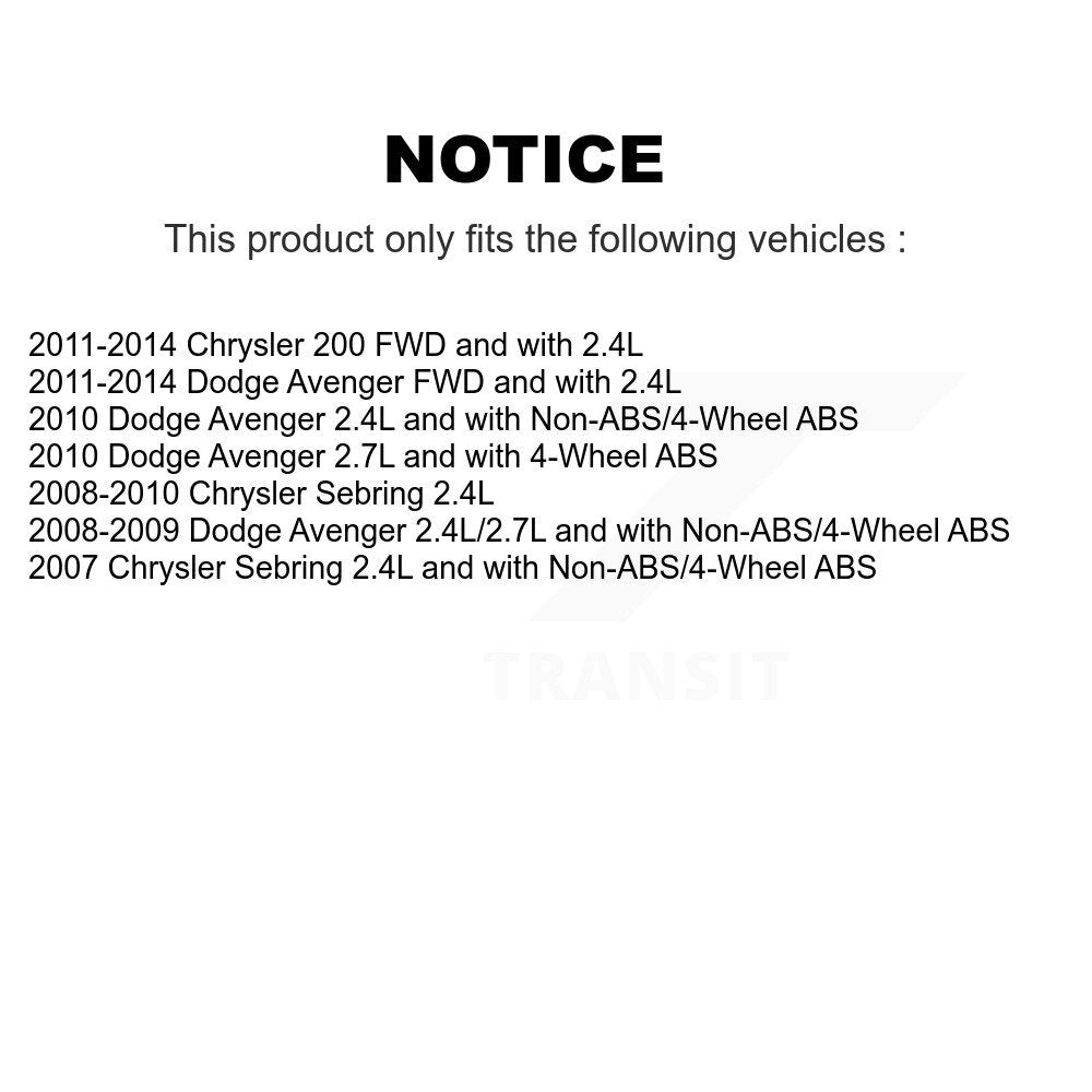 Front Left CV Axle Drive Shaft And Hub Bearing Kit For Chrysler 200 Dodge Avenger Sebring KN7-100015