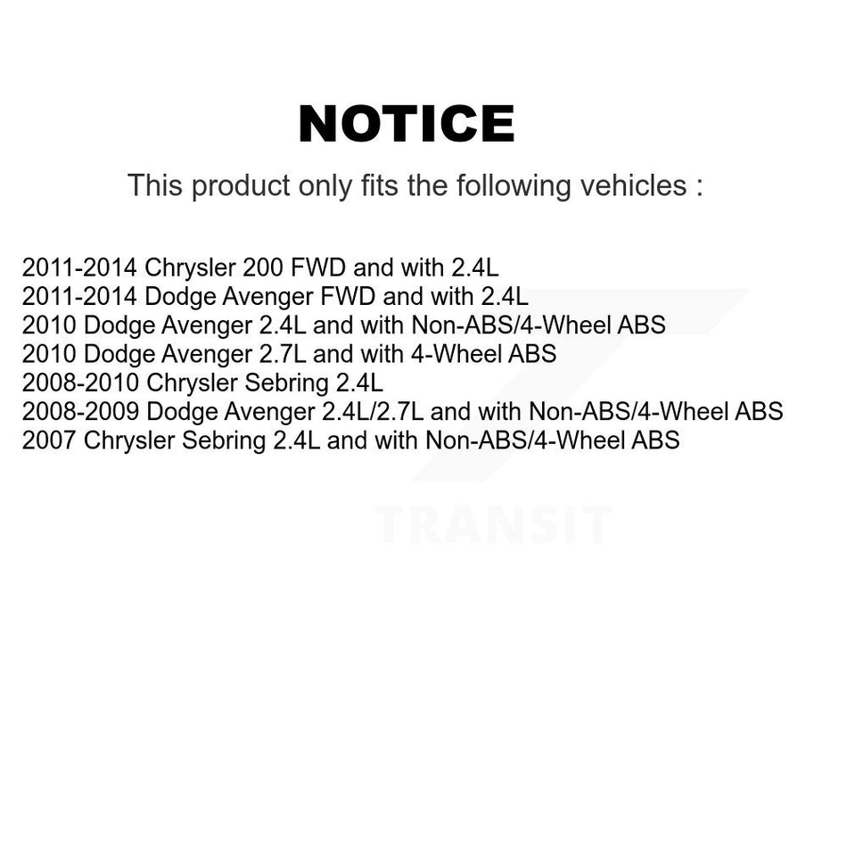 Front Left CV Axle Drive Shaft And Hub Bearing Kit For Chrysler 200 Dodge Avenger Sebring KN7-100015