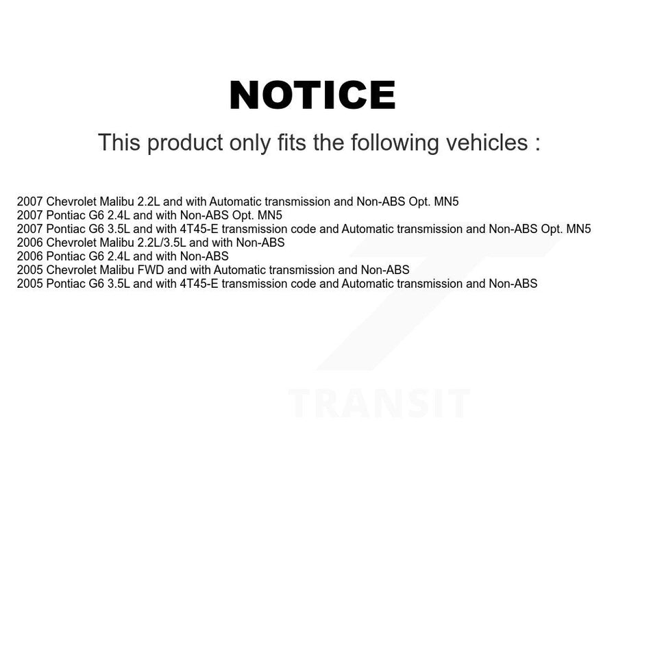 Front Left CV Axle Drive Shaft And Wheel Hub Bearing Kit For Chevrolet Malibu Pontiac G6 KN7-100073