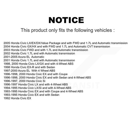 Front Left CV Axle Drive Shaft Complete Assembly And Bearing Kit For Honda Civic Acura EL KN7-100148