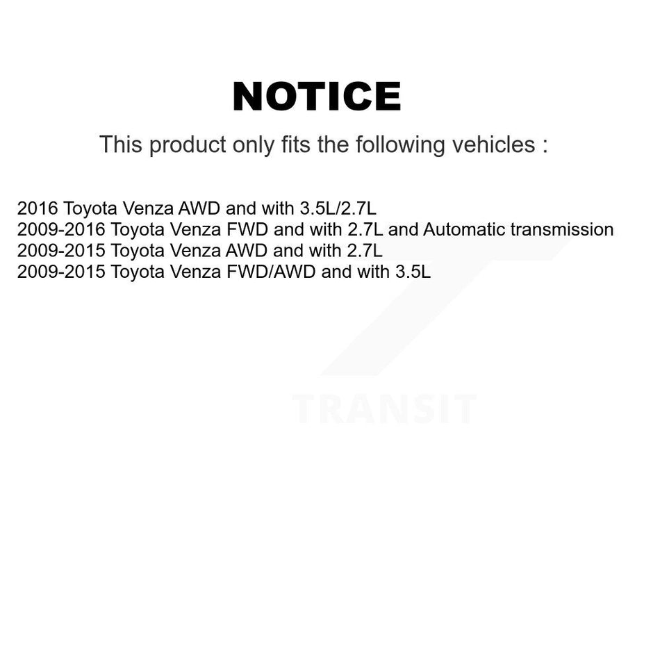 Front Left CV Axle Drive Shaft Complete Assembly And Wheel Bearing Kit For Toyota Venza KN7-100160