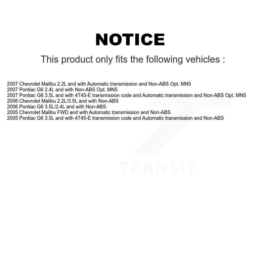 Front Right CV Axle Drive Shaft And Wheel Hub Bearing Kit For Chevrolet Malibu Pontiac G6 KN7-100233