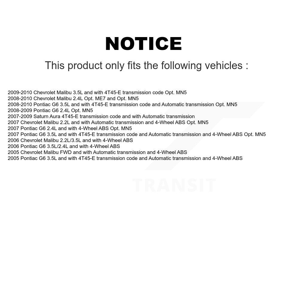 Front Right CV Axle Shaft And Hub Bearing Kit For Chevrolet Malibu Pontiac G6 Saturn Aura KN7-100234