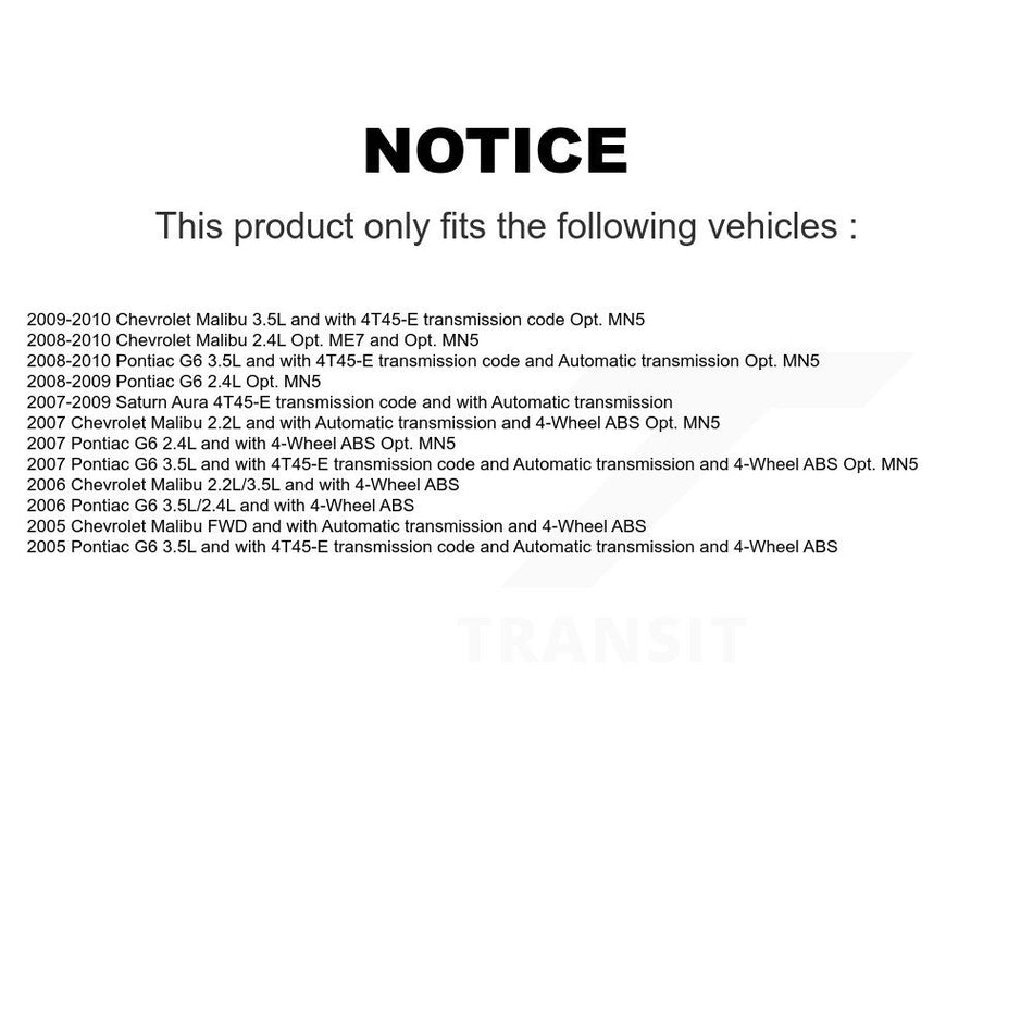 Front Right CV Axle Shaft And Hub Bearing Kit For Chevrolet Malibu Pontiac G6 Saturn Aura KN7-100234