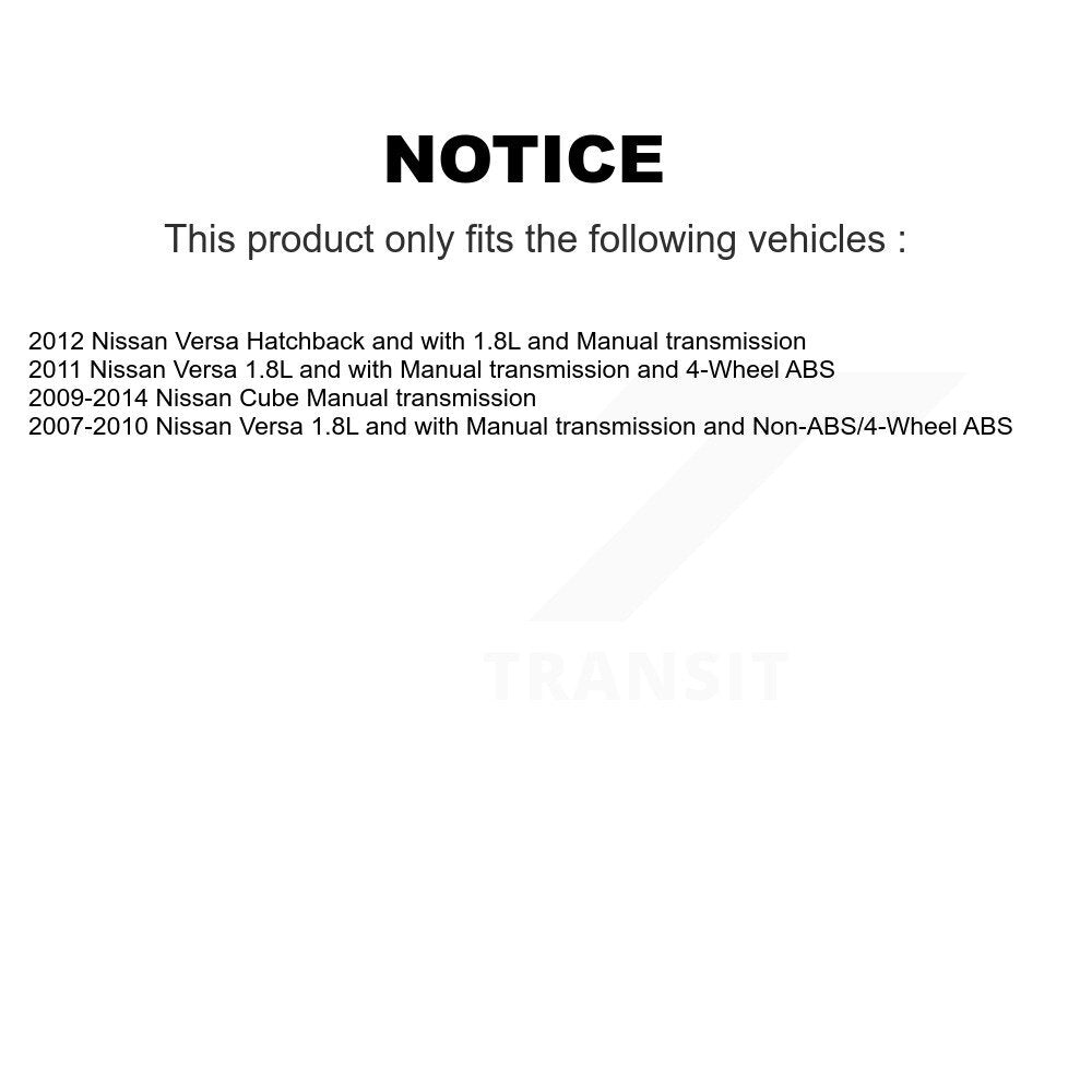 Front Right CV Axle Drive Shaft And Wheel Hub Bearing Assembly Kit For Nissan Versa Cube KN7-100248