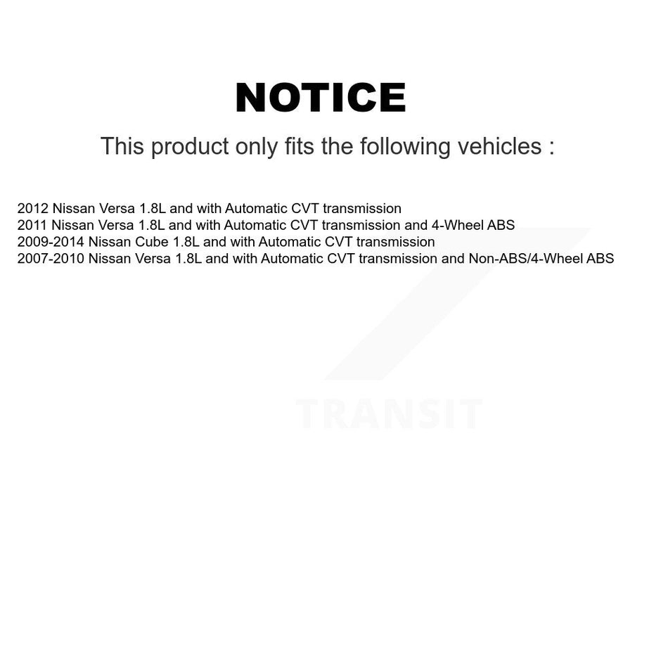Front Right CV Axle Drive Shaft And Wheel Hub Bearing Assembly Kit For Nissan Versa Cube KN7-100249