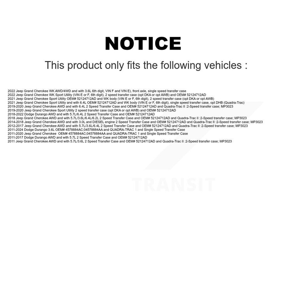Front Right CV Axle Drive Shaft And Bearing Kit For Jeep Grand Cherokee Dodge Durango WK KN7-100291