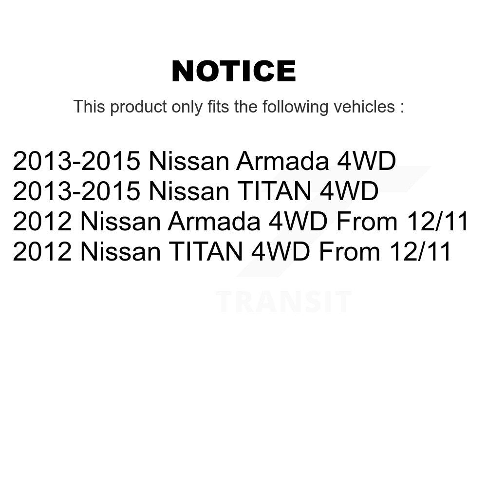 Front Right CV Axle Drive Shaft And Hub Bearing Assembly Kit For Nissan TITAN Armada 4WD KN7-100305