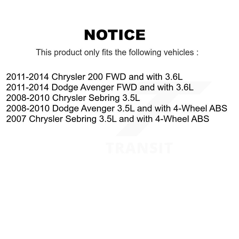 Front Right CV Axle Drive Shaft And Bearing Kit For Chrysler 200 Dodge Avenger Sebring KN7-100307