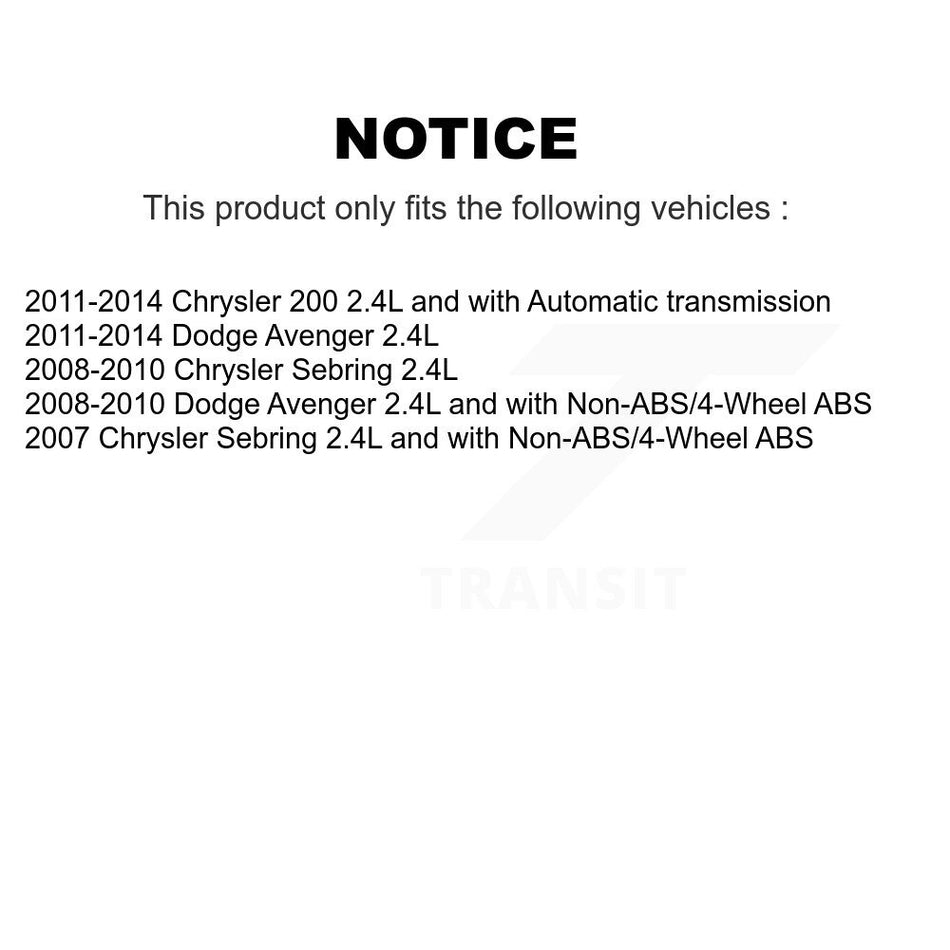 Front Right CV Axle Drive Shaft And Bearing Kit For Chrysler 200 Dodge Avenger Sebring KN7-100309