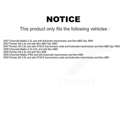 Front CV Axle Drive Shaft And Hub Bearing Assembly Kit For Chevrolet Malibu Pontiac G6 KN7-100368