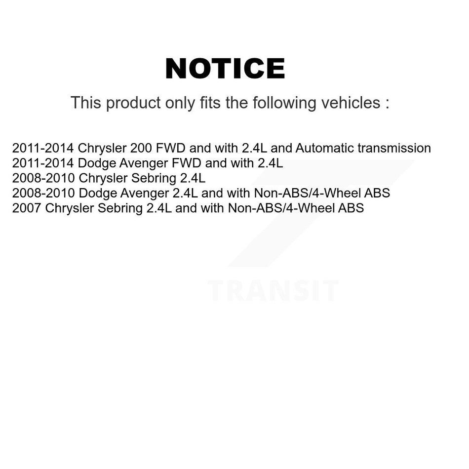 Front CV Axle Drive Shaft And Hub Bearing Kit For Chrysler 200 Dodge Avenger Sebring KN7-100386