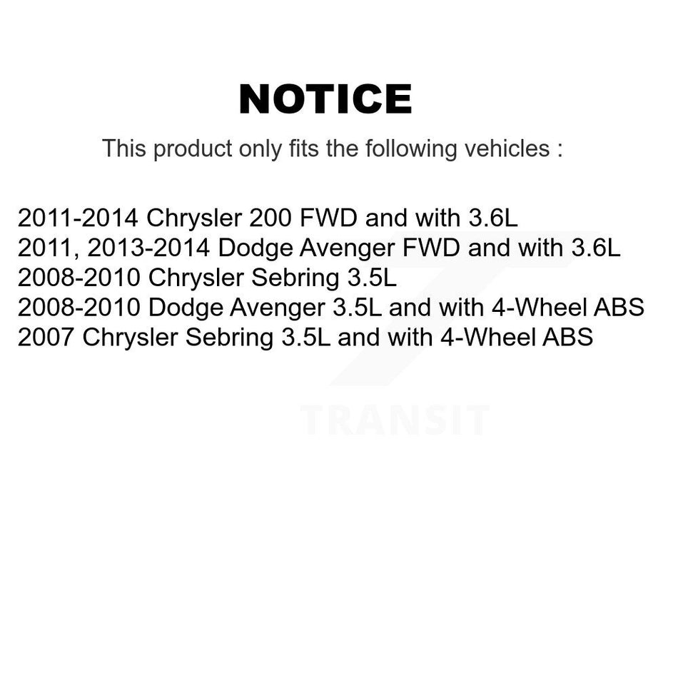 Front CV Axle Drive Shaft And Hub Bearing Kit For Chrysler 200 Dodge Avenger Sebring KN7-100387