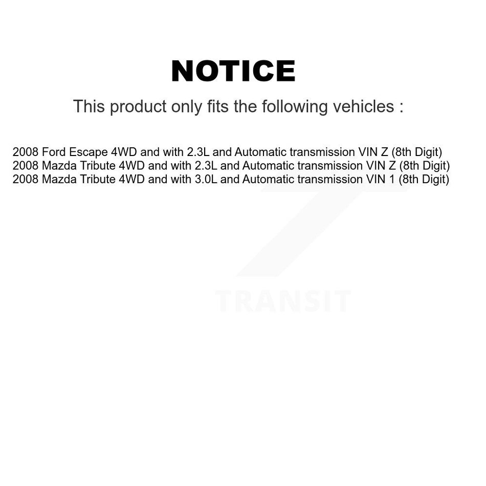 Front Rear CV Axle Drive Shaft And Bearing Kit (8Pc) For 2008 Ford Escape Mazda Tribute KN7-100492