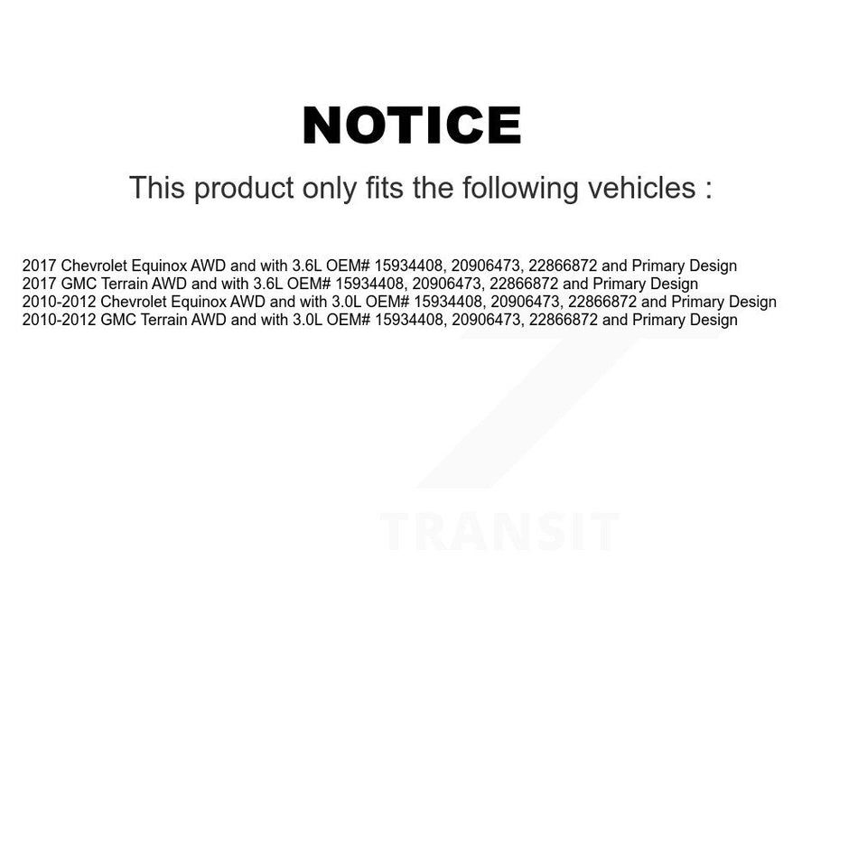 Front Rear CV Axle Drive Shaft And Bearing Kit (8Pc) For Chevrolet Equinox GMC Terrain KN7-100493