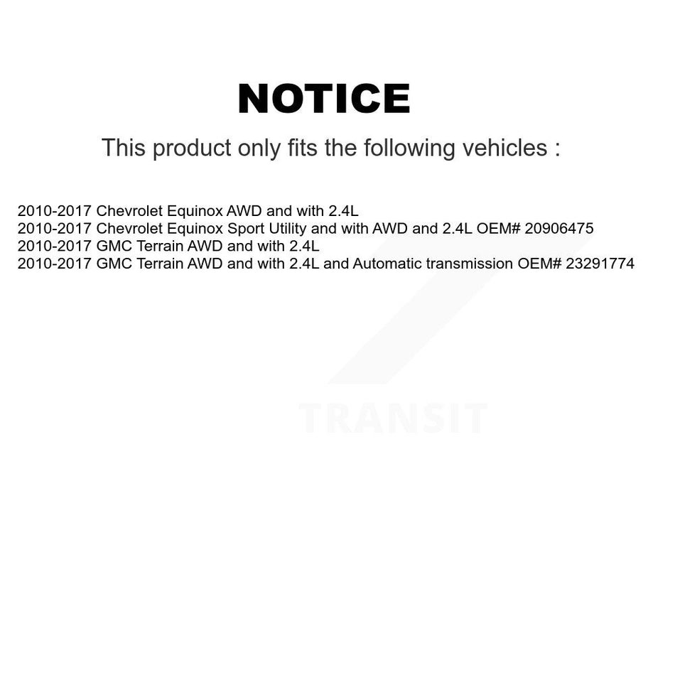 Front Rear CV Axle Drive Shaft And Bearing Kit (8Pc) For Chevrolet Equinox GMC Terrain KN7-100494