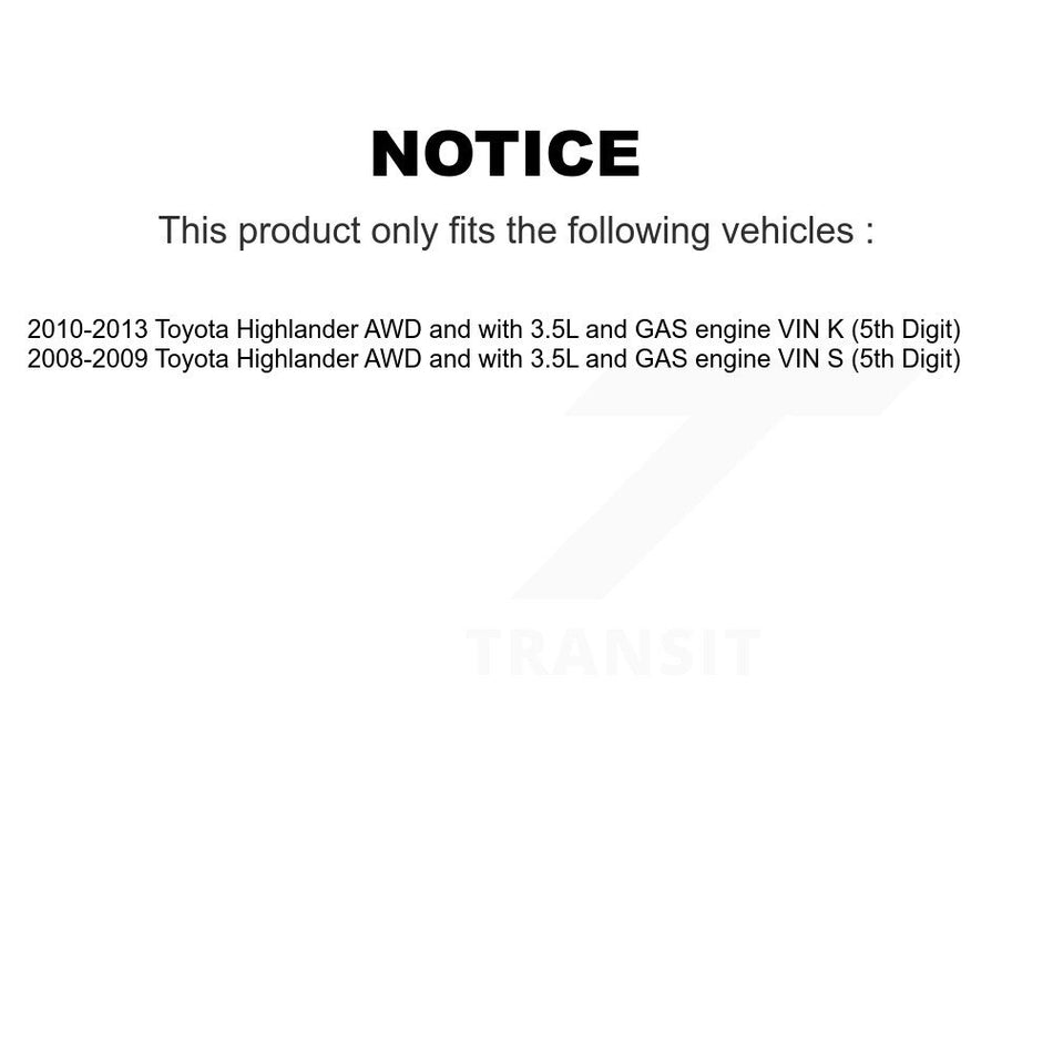 Front CV Axle Drive Shaft And Bearing Kit For Toyota Highlander AWD with 3.5L GAS engine KN7-100505