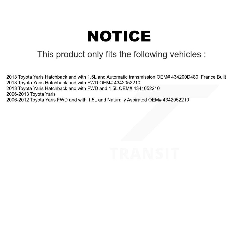 Front CV Axle Drive Shaft Complete Assembly And Wheel Bearing Kit For Toyota Yaris KN7-100516
