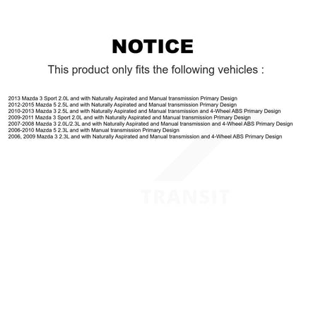 Front CV Axle Drive Shaft Assembly And Bearing Kit For Mazda 3 5 Sport Primary Design KN7-100522