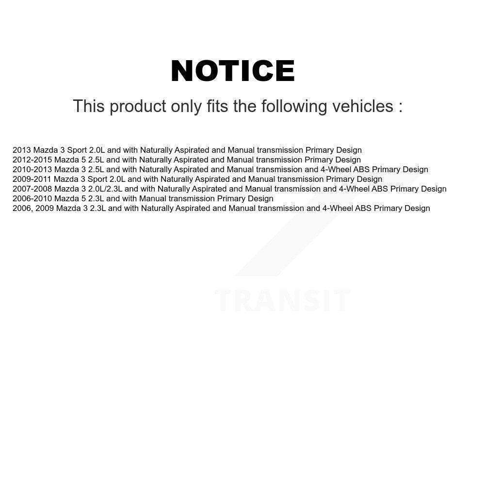 Front CV Axle Drive Shaft Assembly And Bearing Kit For Mazda 3 5 Sport Primary Design KN7-100523