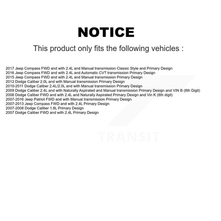 Front CV Axle Drive Shaft Assembly And Bearing Kit For Jeep Patriot Compass Dodge Caliber KN7-100543