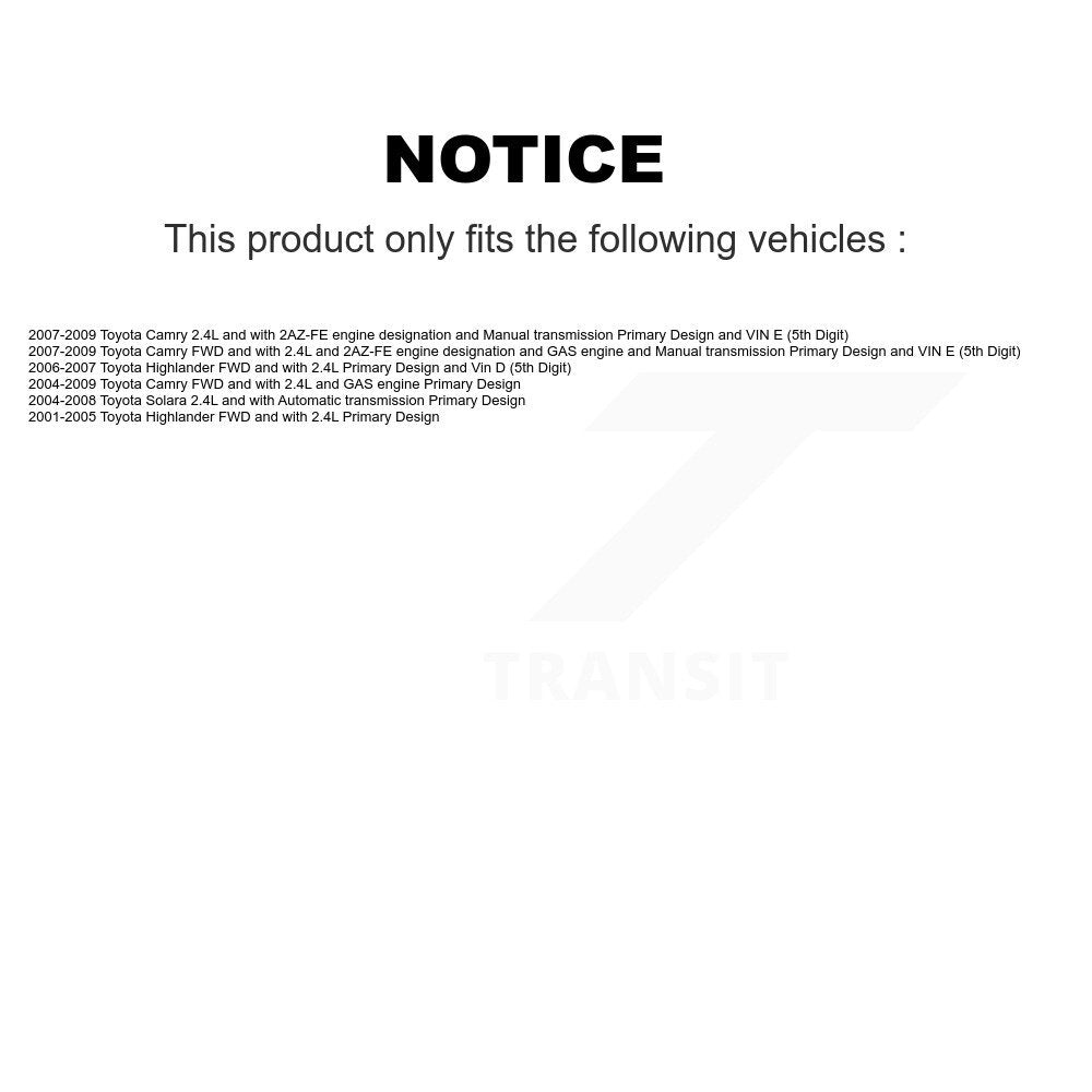 Front CV Axle Drive Shaft Assembly And Bearing Kit For Toyota Camry Highlander Solara KN7-100551
