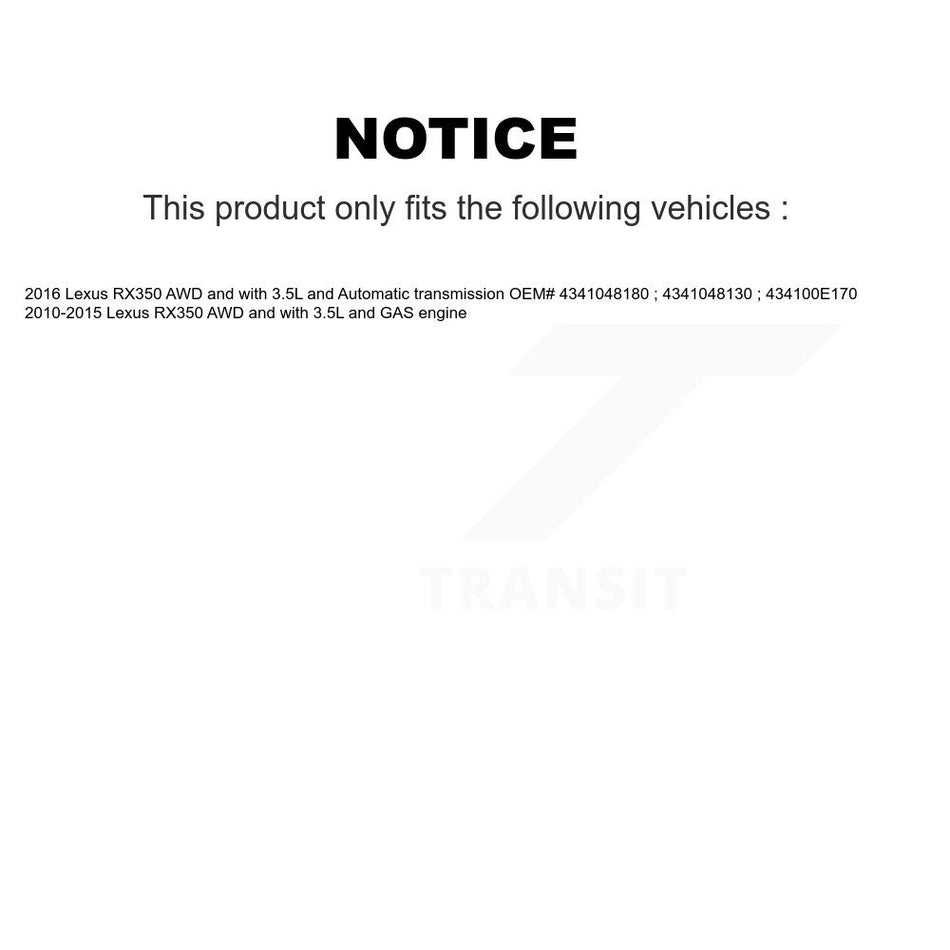 Front CV Axle Drive Shaft Assembly And Bearing Kit For Lexus RX350 Toyota Highlander KN7-100580