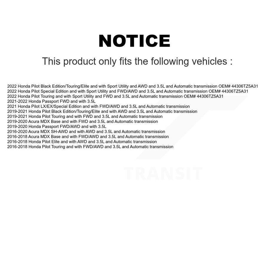 Front CV Axle Drive Shaft Assembly And Bearing Kit For Honda Pilot Acura MDX Passport KN7-100591