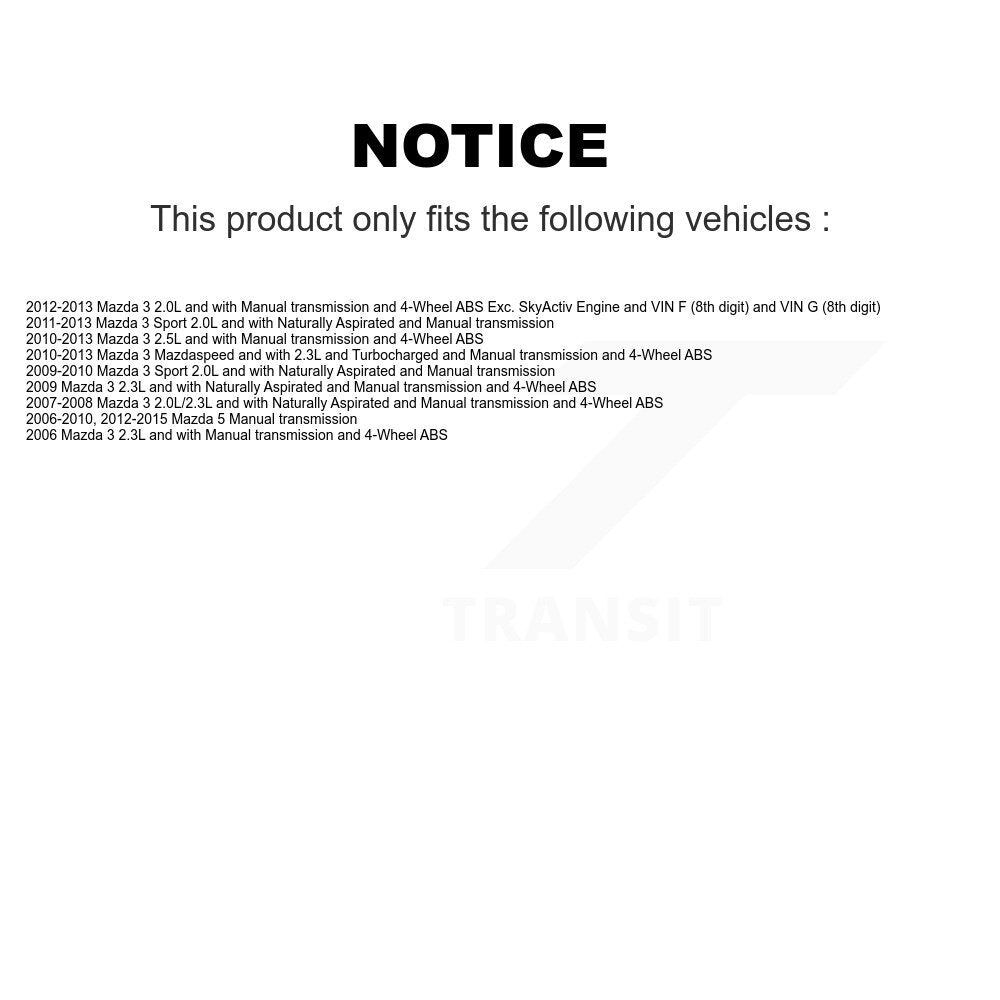 Front Right CV Axle Drive Shaft Complete Assembly And Bearing Kit For Mazda 3 5 Sport KN7-100604
