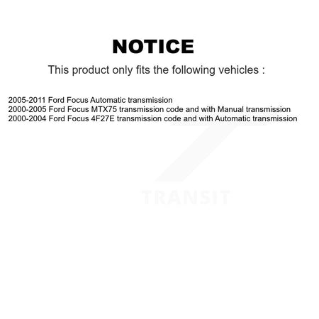 Front Right CV Axle Drive Shaft Complete Assembly And Wheel Bearing Kit For Ford Focus KN7-100611