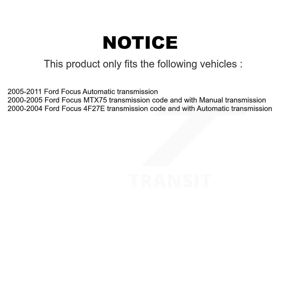 Front Right CV Axle Drive Shaft Complete Assembly And Wheel Bearing Kit For Ford Focus KN7-100611