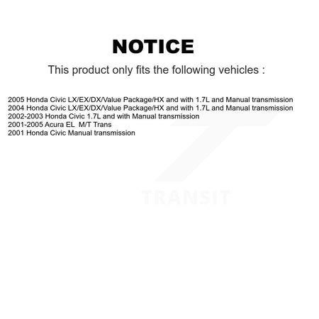Front Right CV Axle Drive Shaft Assembly And Wheel Bearing Kit For Honda Civic Acura EL KN7-100618