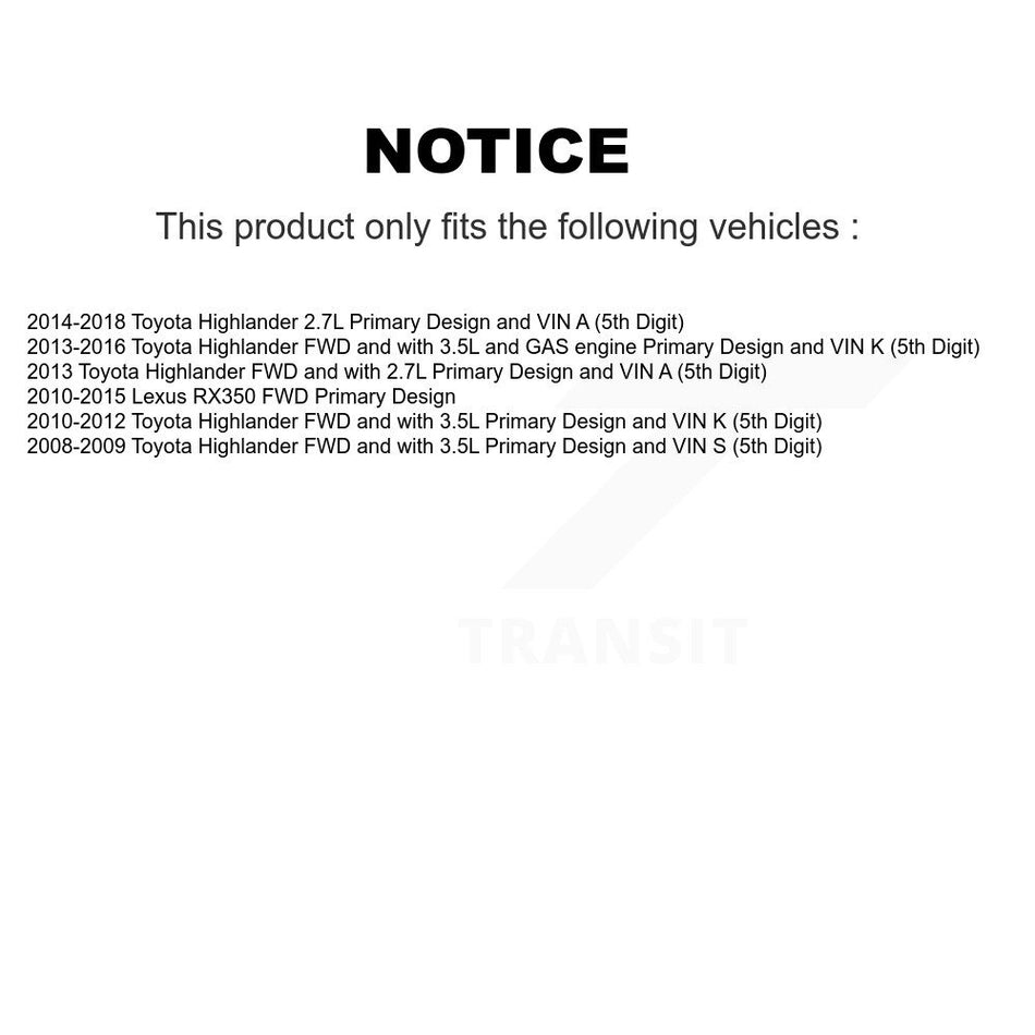Front Right CV Axle Drive Shaft And Wheel Bearing Kit For Toyota Highlander Lexus RX350 KN7-100640