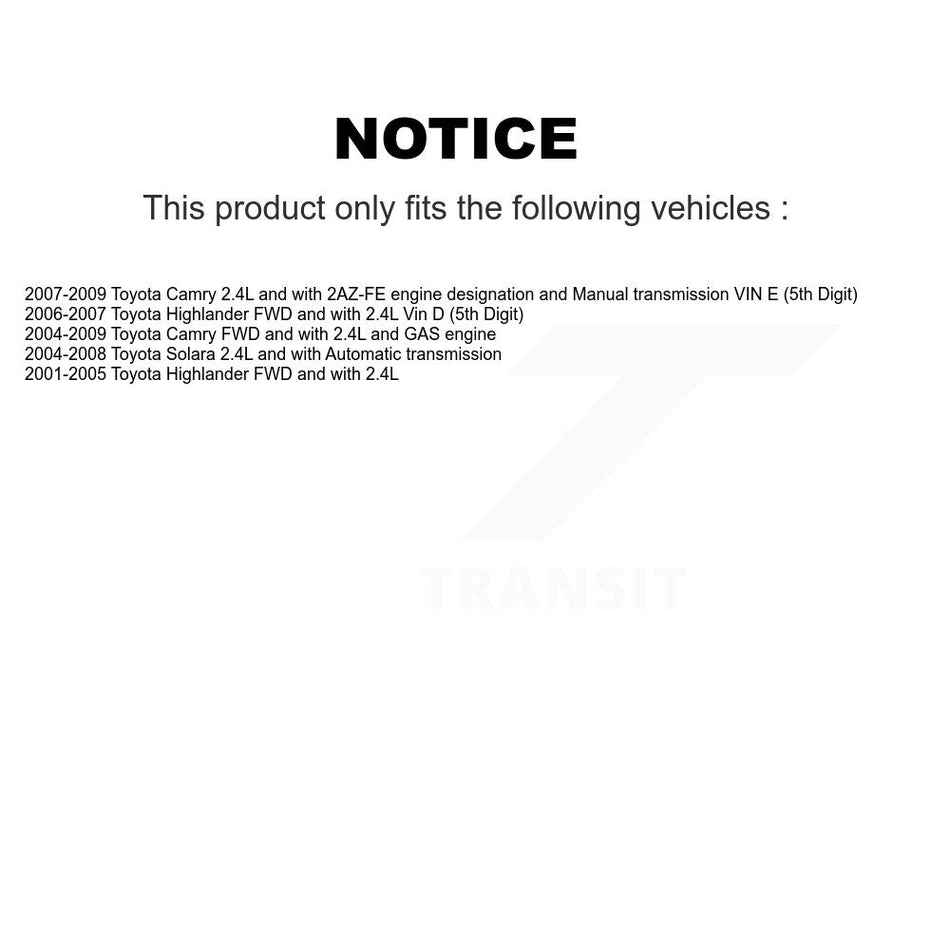 Front Right CV Axle Drive Shaft And Wheel Bearing Kit For Toyota Camry Highlander Solara KN7-100643