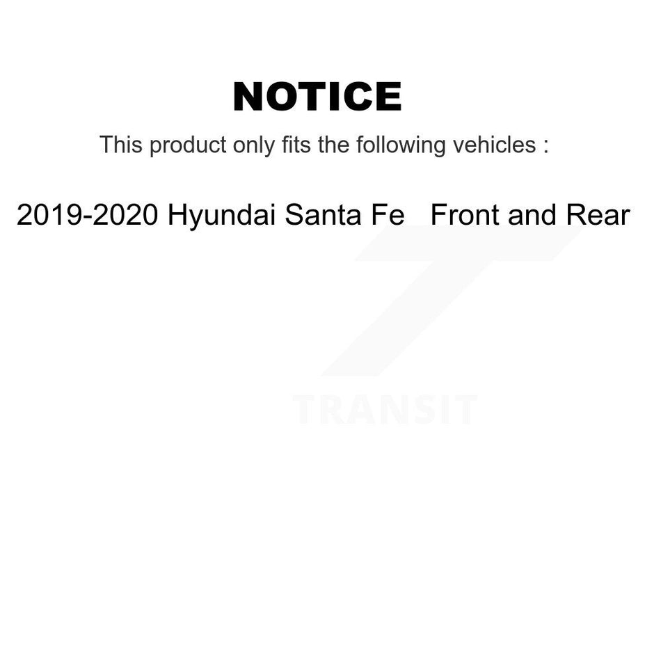 AmeriBRAKES Front Rear Ceramic Disc Brake Pads Kit For 2019-2020 Hyundai Santa Fe KNF-100099