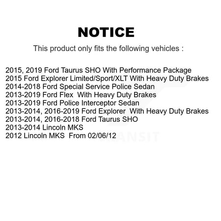 Front Semi-Metallic Rear Ceramic Disc Brake Pads Kit For Ford Explorer Flex Taurus Police KNF-100152