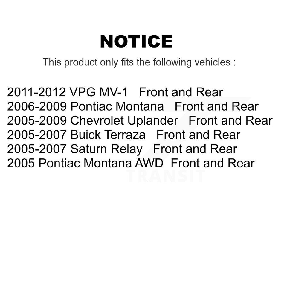 AmeriBRAKES Front Rear Ceramic Disc Brake Pads Kit For Chevrolet Uplander Pontiac Montana Buick Terraza Saturn Relay VPG MV-1 KNF-100255