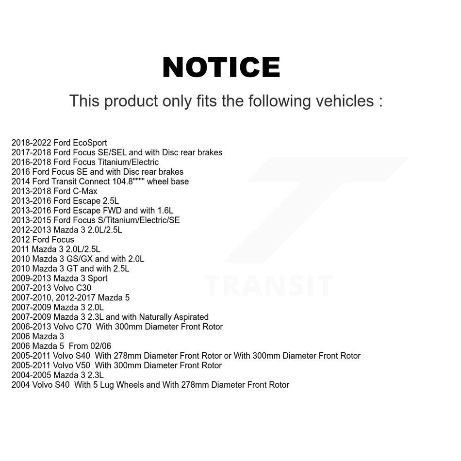 AmeriBRAKES Front Rear Semi-Metallic Disc Brake Pads Kit For Ford Focus Escape Mazda 3 Volvo 5 C-Max EcoSport S40 Transit Connect C70 C30 V50 Sport KNF-100267