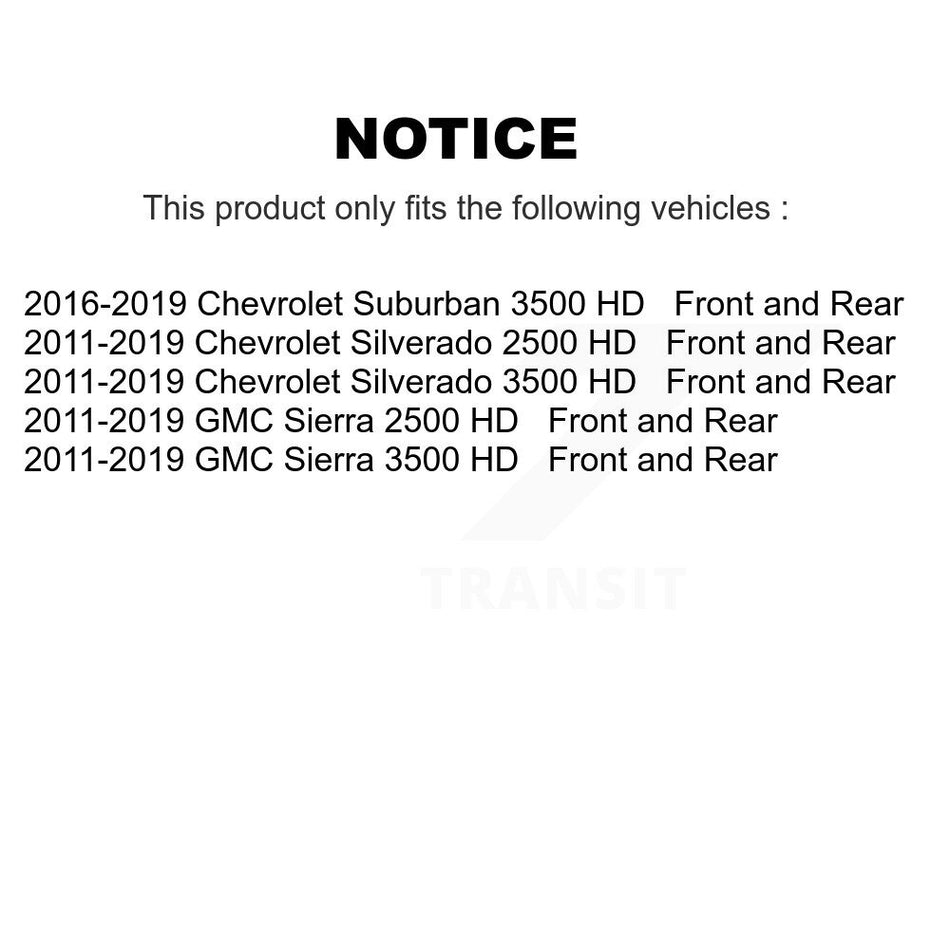 AmeriBRAKES Front Rear Ceramic Disc Brake Pads Kit For Chevrolet Silverado 2500 HD GMC Sierra 3500 Suburban KNF-100361