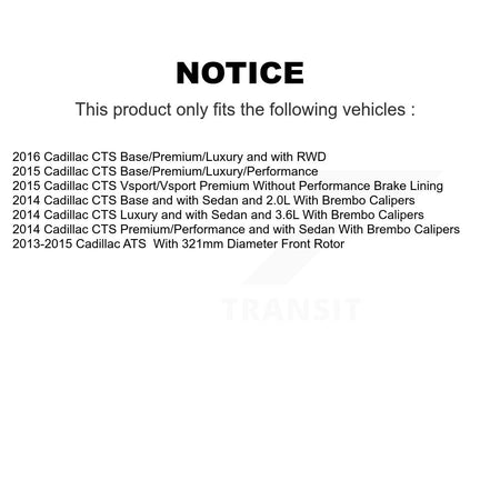 Front Semi-Metallic Rear Ceramic Disc Brake Pads Kit For Cadillac ATS CTS KNF-100486