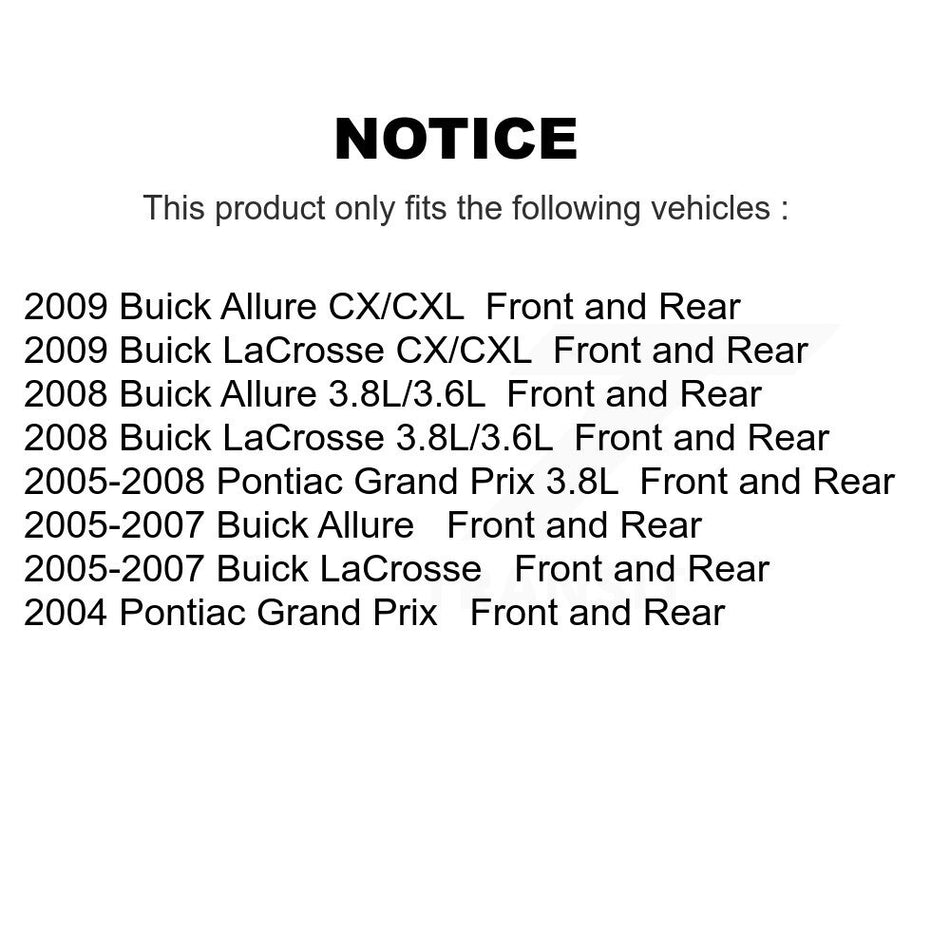 AmeriBRAKES Front Rear Ceramic Disc Brake Pads Kit For Pontiac Grand Prix Buick LaCrosse Allure KNF-100524
