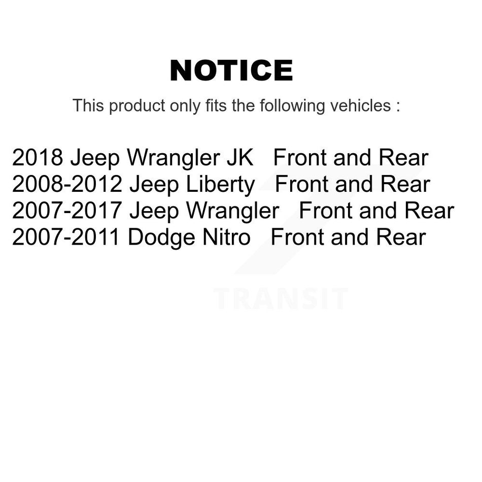 AmeriBRAKES Front Rear Ceramic Disc Brake Pads Kit For Jeep Wrangler Liberty Dodge Nitro JK KNF-100533