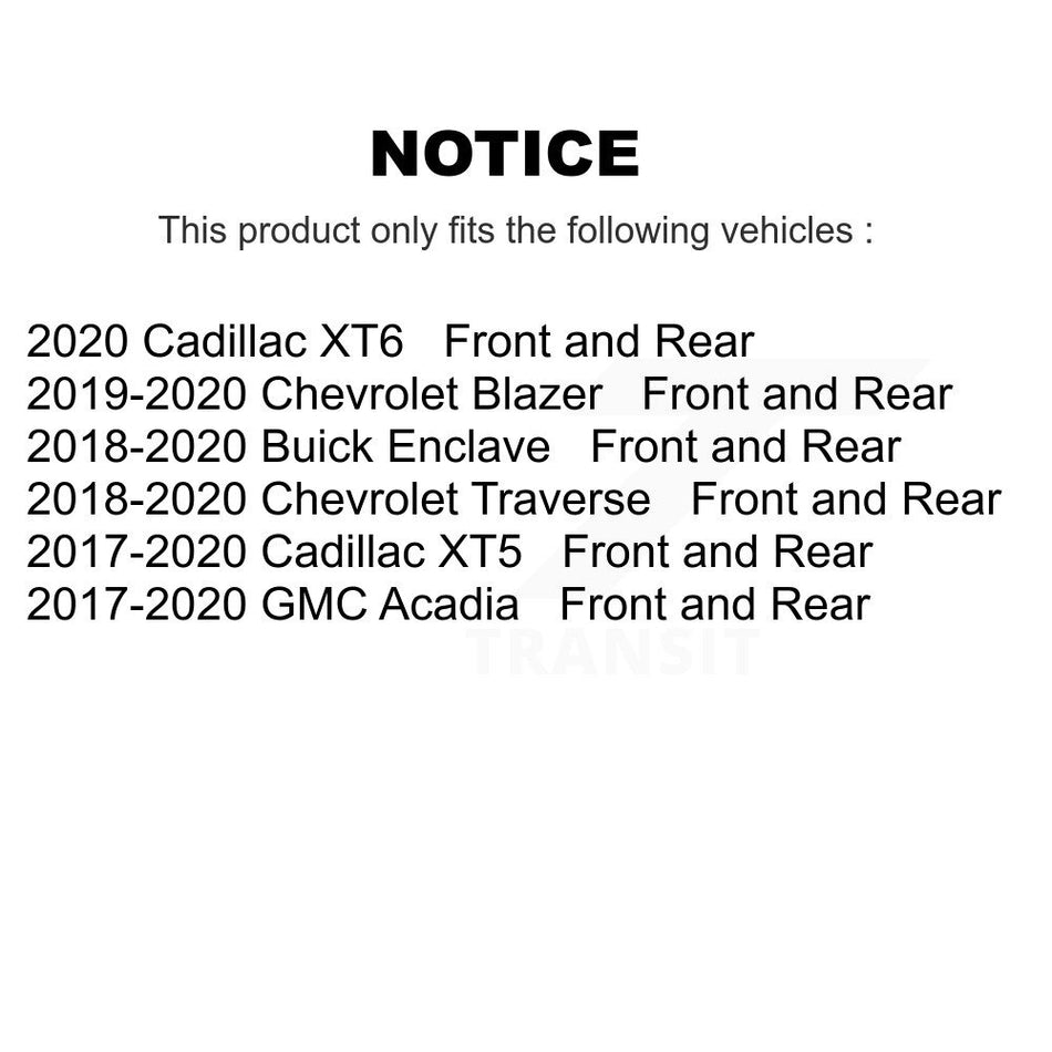 AmeriBRAKES Front Rear Ceramic Disc Brake Pads Kit For Chevrolet Traverse GMC Acadia Cadillac XT5 Buick Enclave Blazer XT6 KNF-100537