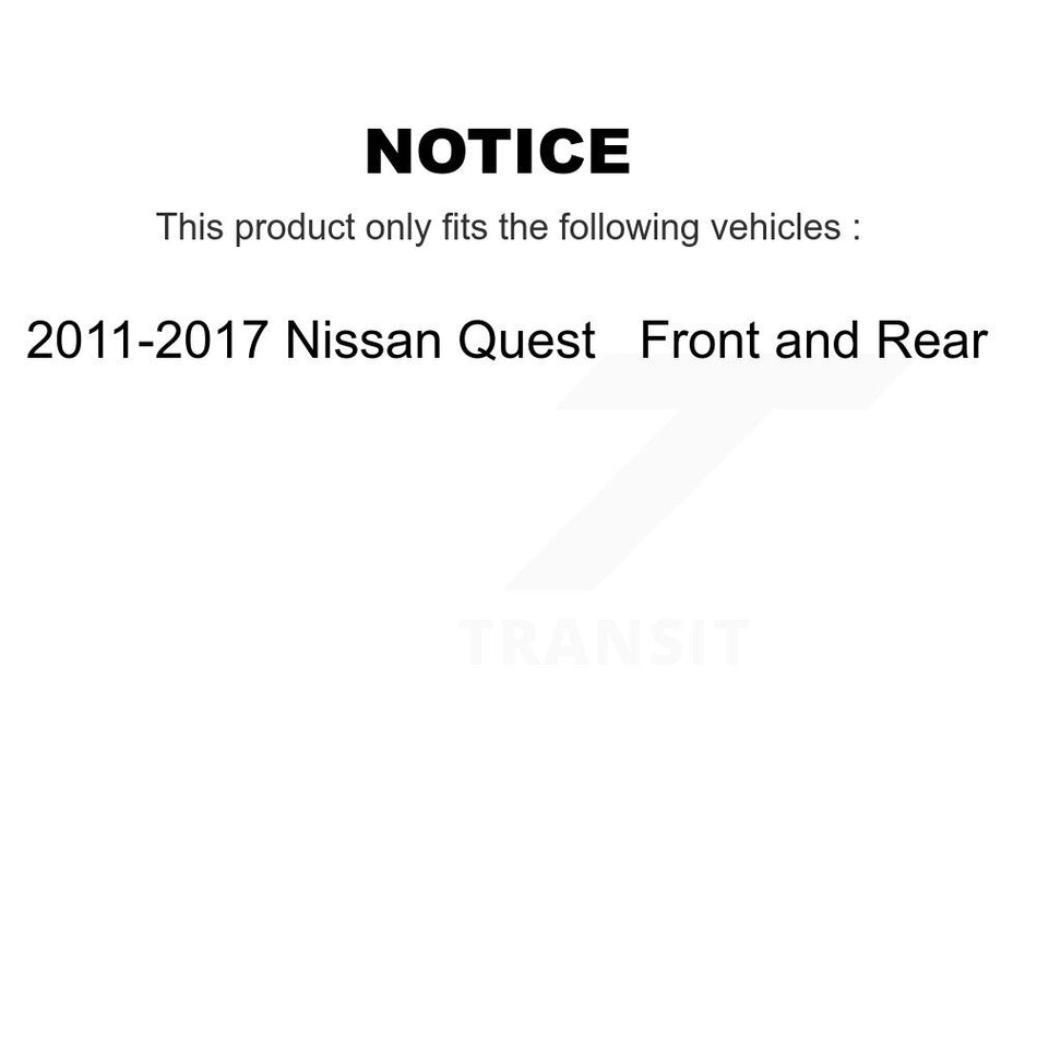 AmeriBRAKES Front Rear Ceramic Disc Brake Pads Kit For 2011-2017 Nissan Quest KNF-100540