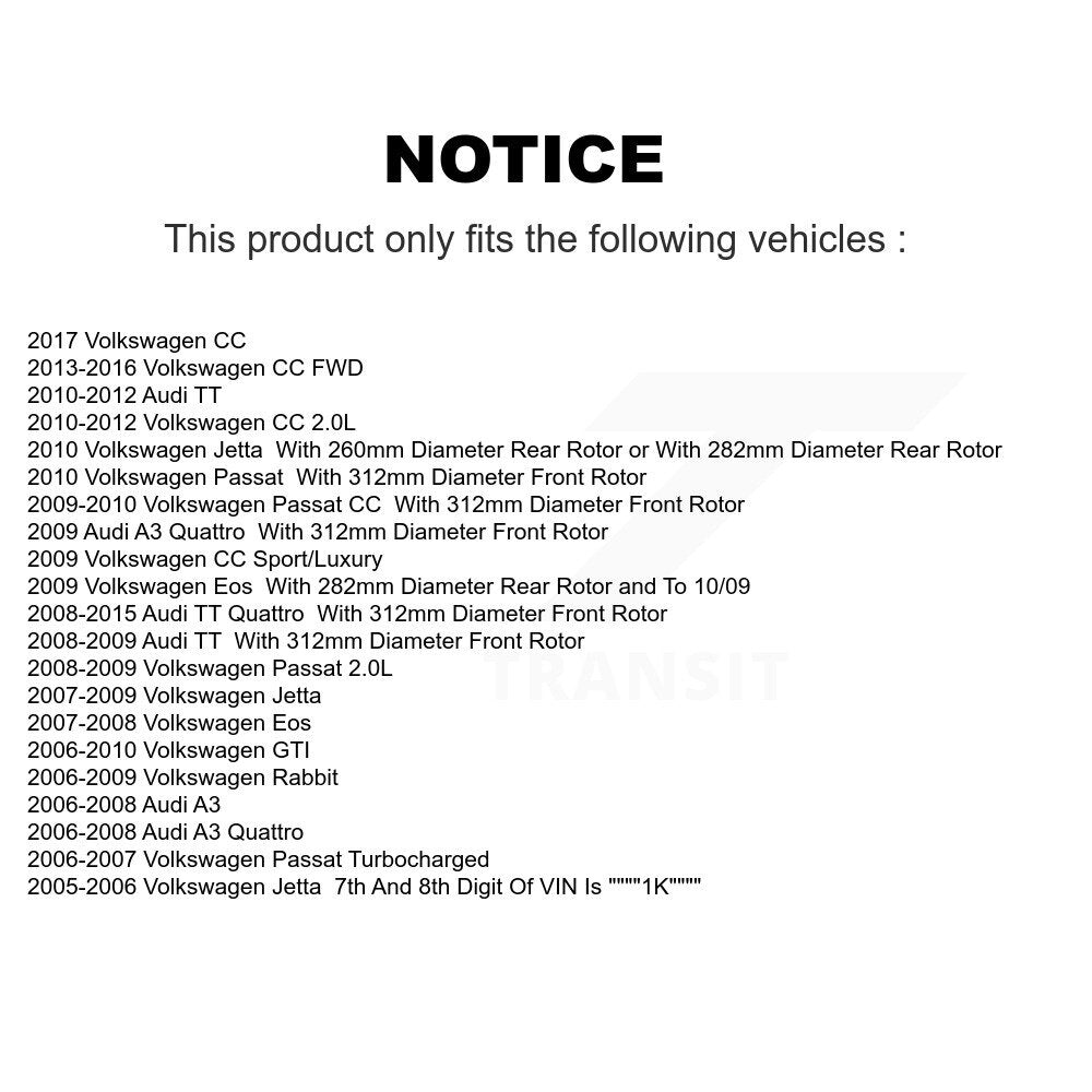 Front Semi-Metallic Rear Ceramic Disc Brake Pads Kit For Volkswagen Jetta Rabbit Audi CC KNF-100717