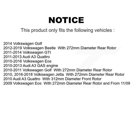 Front Rear Semi-Metallic Disc Brake Pads Kit For Volkswagen Jetta Beetle Golf GTI Eos A3 KNF-100725