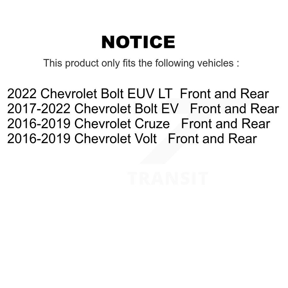 AmeriBRAKES Front Rear Ceramic Disc Brake Pads Kit For Chevrolet Cruze Volt Bolt EV EUV KNF-100736